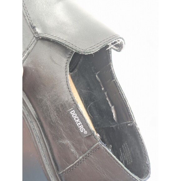 Dockers Leather 90s Black Chunky Slip On Loafers Dark Academia Goth Size 10 - Picture 8 of 8